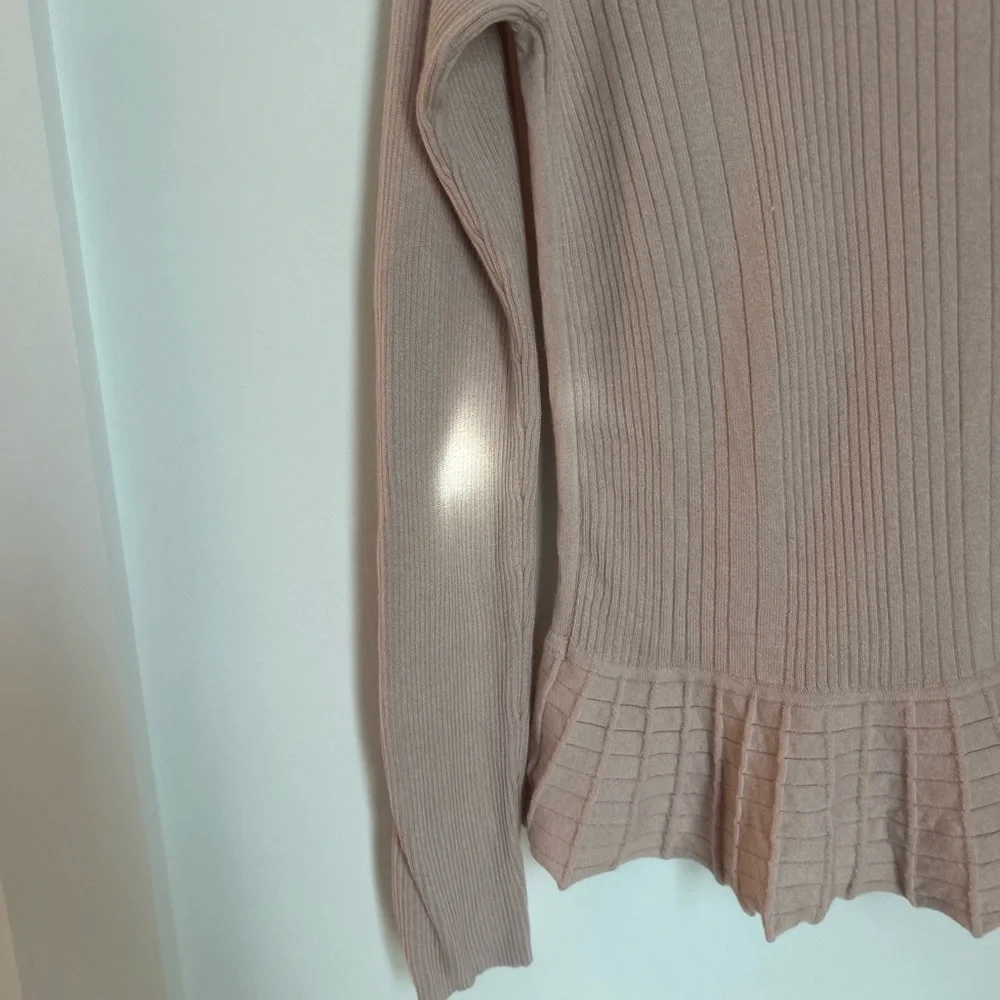 Tory Burch Ribbed Ballet Pink Peplum Sweater Silk/Cashmere Blend Large - Picture 4 of 15